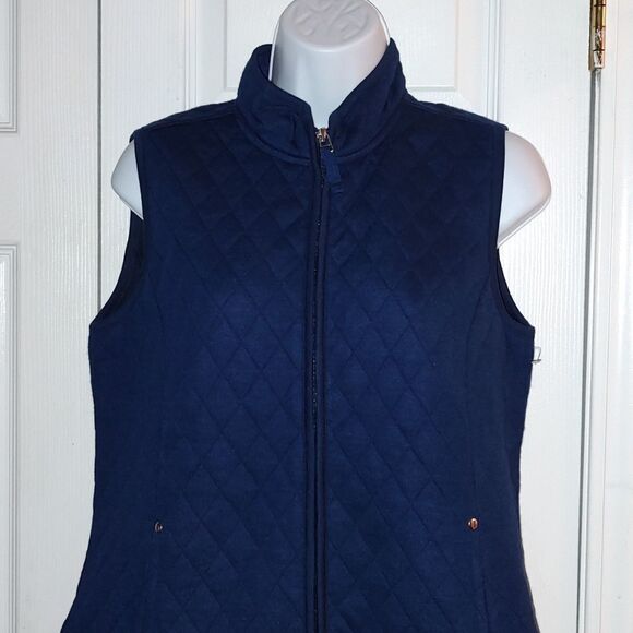 Kim Rogers Petite navy blue quilted zipper vest Sz SP NWOT - Picture 3 of 5
